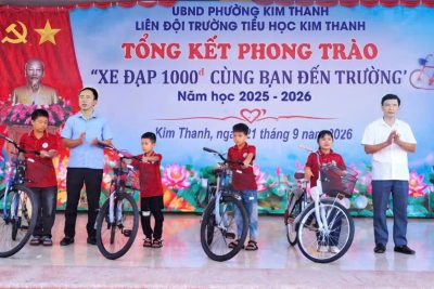 LIÊN ĐỘI TRƯỜNG TIỂU HỌC KIM THANH TỔNG KẾT PHONG TRÀO “XE ĐẠP 1.000 ĐỒNG CÙNG BẠN ĐẾN TRƯỜNG” NĂM HỌC 2025–2026